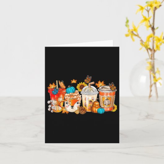 Carte Citrouille épice Latte automne Café confortable Re (Fleur jaune)