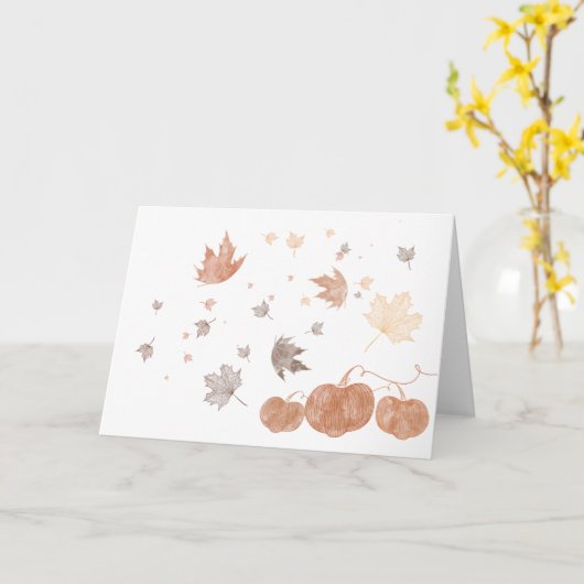 Carte Citrouille et Feuille d'automne (Fleur jaune)