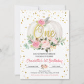 Carte Citrouille fille 1er anniversaire fête rose Invita (Devant)