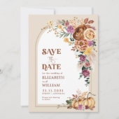 Carte Citrouille floral tendance Boho Fall Enregistrer l (Devant)