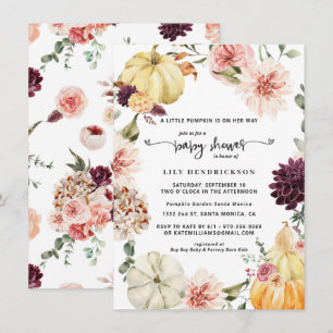 Carte Citrouille florale élégante   Shower de bébé d'aut