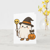 Carte Citrouille Ghost sorcière chemise mignonne Hallowe (Fleur jaune)