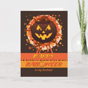 Carte Citrouille grunge de Halloween, pour le mari -