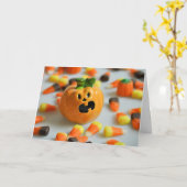 Carte citrouille Halloween (Fleur jaune)