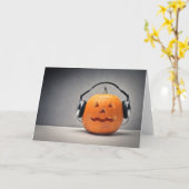 Carte Citrouille Halloween Avec Casque Pour Musique (Fleur jaune)
