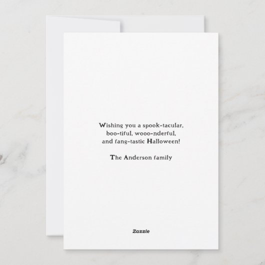 Carte Citrouille Halloween Éffrayante chauve-souri (Dos)