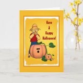 Carte Citrouille Halloween et Scarecrow (Fleur jaune)