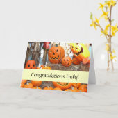 Carte Citrouille halloween Jack-o'-lantern orange citrou (Fleur jaune)