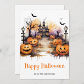 Carte Citrouille Haunween éffrayante Halloween (Devant / Derrière)