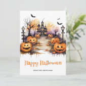 Carte Citrouille Haunween éffrayante Halloween (Debout devant)