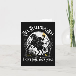 Carte Citrouille Horseman sans tête face heureux Hallowe