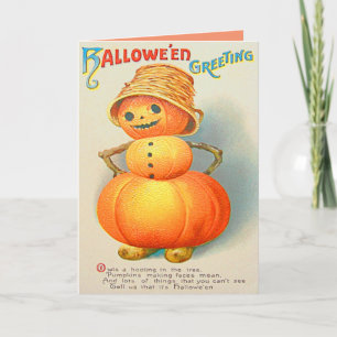Carte Citrouille Jack O' Lantern Bonhomme de Neige