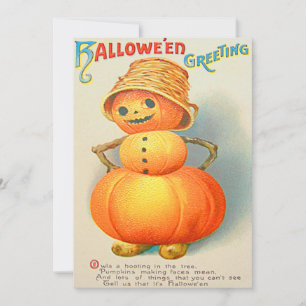 Carte Citrouille Jack O' Lantern Bonhomme de Neige