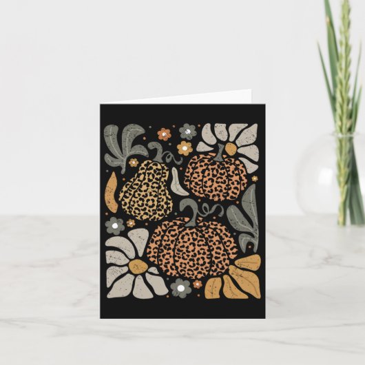 Carte Citrouille léopard avec fleurs boho florales d'Act (Devant)