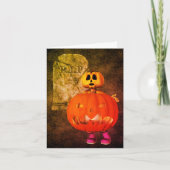 Carte citrouille Man Tombstone Halloween Note Card (Devant)