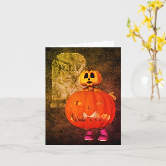 Carte citrouille Man Tombstone Halloween Note Card (Fleur jaune)