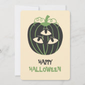 Carte Citrouille moderne à 3 yeux heureux Halloween pers (Devant)