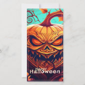 Carte Citrouille orange effrayant avec visage, Halloween (Devant)