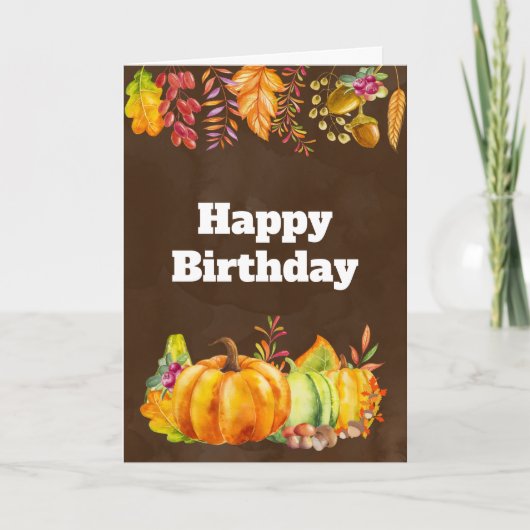 Carte Citrouille orange et anniversaire saisonnier de (Devant)