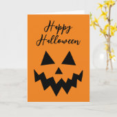 Carte Citrouille orange visage de Jack O Lantern Joyeux  (Fleur jaune)