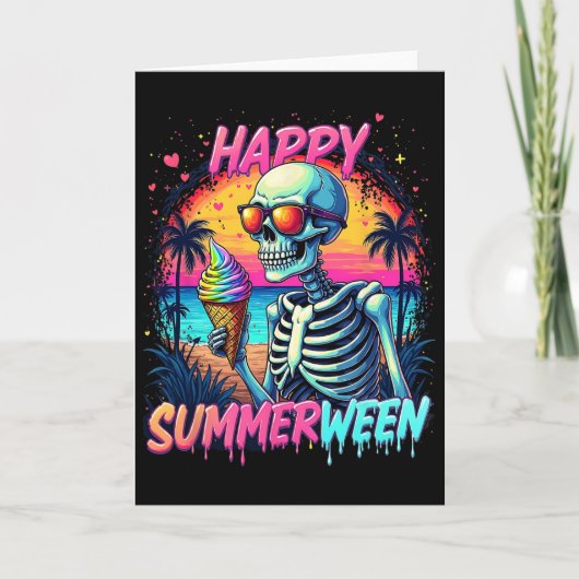 Carte Citrouille Pastèque d'Été Joyeux Summerween (Devant)