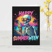 Carte Citrouille Pastèque d'Été Joyeux Summerween (Fleur jaune)