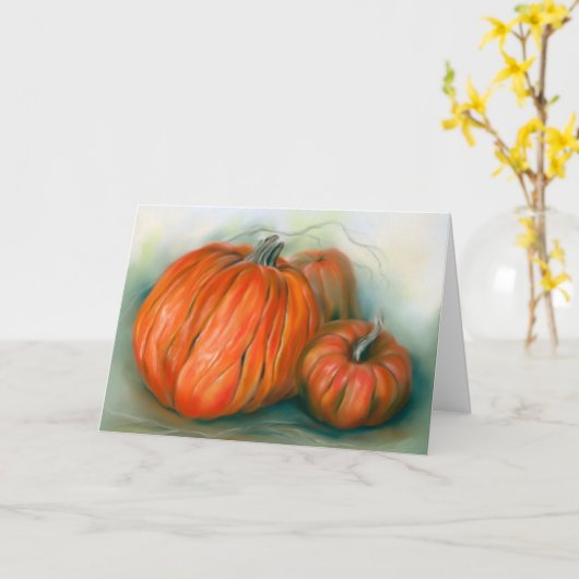 Carte Citrouille Patch Automne Trio Pastel Art Thanksgiv (Fleur jaune)