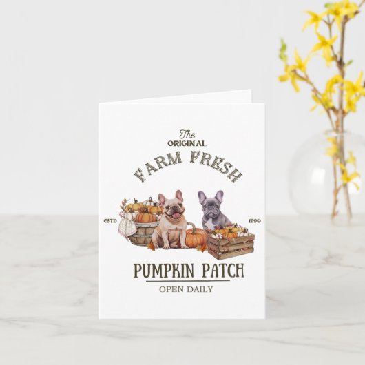 Carte Citrouille Patch French Bulldog The Original Farm (Fleur jaune)