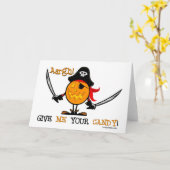 Carte Citrouille pirate d'Halloween (Fleur jaune)