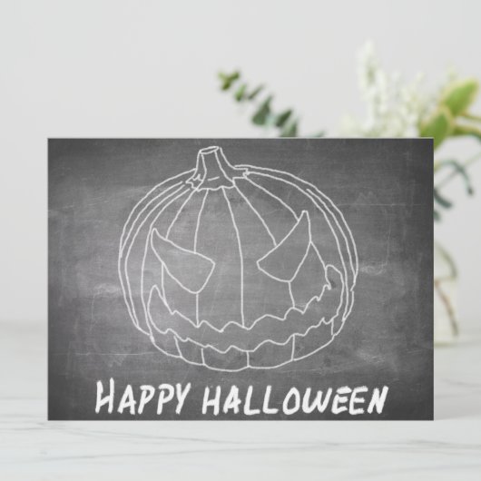 Carte Citrouille pour Halloween 6 aspect tableau (Debout devant)