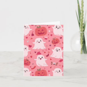 Carte Citrouille rose Surprise Fantomatique