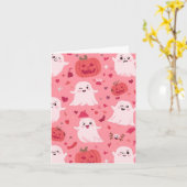 Carte Citrouille rose Surprise Fantomatique (Fleur jaune)