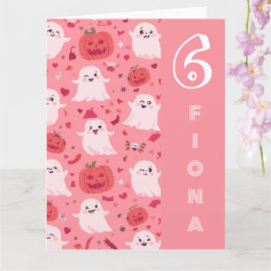 Carte Citrouille rose Surprise Fantomatique