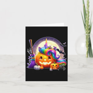 Carte Citrouille sculpté comme Unicorne Face Halloween c