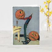 Carte Citrouille se caresse la tête - Halloween (Fleur jaune)