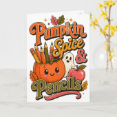 Carte Citrouille Spice & Crayons Mignon Professeur d'Aut (Fleur jaune)