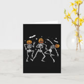 Carte Citrouille squelette Halloween (Fleur jaune)