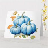 Carte Citrouilles aquarelles bleues jolies (Fleur jaune)