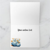 Carte Citrouilles Bleues à l'Aquarelle & Feuilles d'Auto (Intérieur)