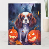 Carte Citrouilles Cavalier King Charles Spaniel Hallowee (Devant)