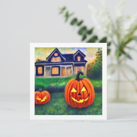 Carte Citrouilles d’Halloween illuminées  (Debout devant)