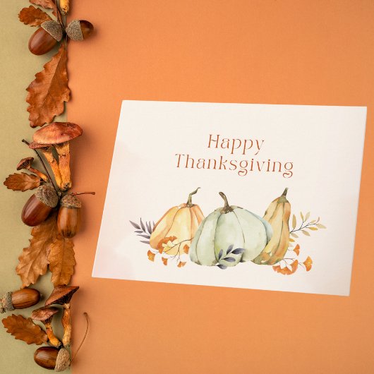 Carte Citrouilles d'aquarelle et Foliting Thanksgiving