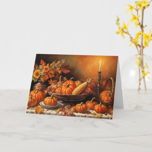Carte Citrouilles d'automne colorées (Fleur jaune)