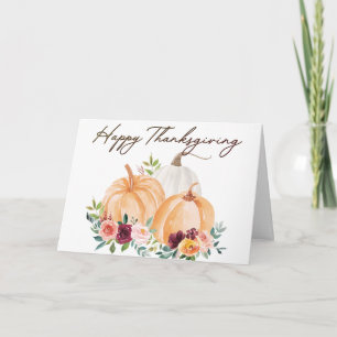 Carte Citrouilles d'automne et fleurs de saumons