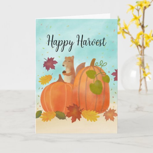 Carte Citrouilles d'automne Récolte de feuilles d'automn (Fleur jaune)