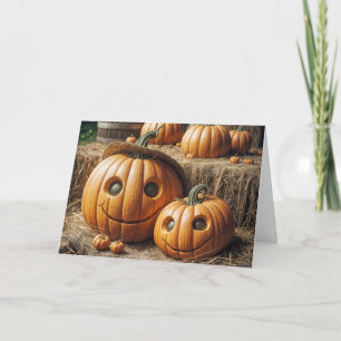 Carte Citrouilles De Bonne Automne Sur Hay Bales