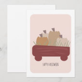 Carte Citrouilles de Joyeux Halloween dans un chariot (Devant / Derrière)