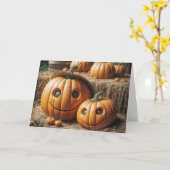 Carte Citrouilles de l'automne heureux sur des balles de (Fleur jaune)