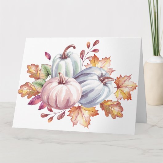 Carte Citrouilles de peinture à l'aquarelle pastel joli (Devant)