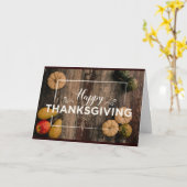 Carte Citrouilles de Thanksgiving sur du Bois Rustique (Fleur jaune)